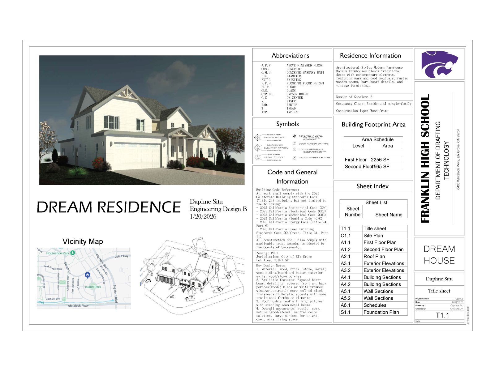 Project cover page for a construction document set.